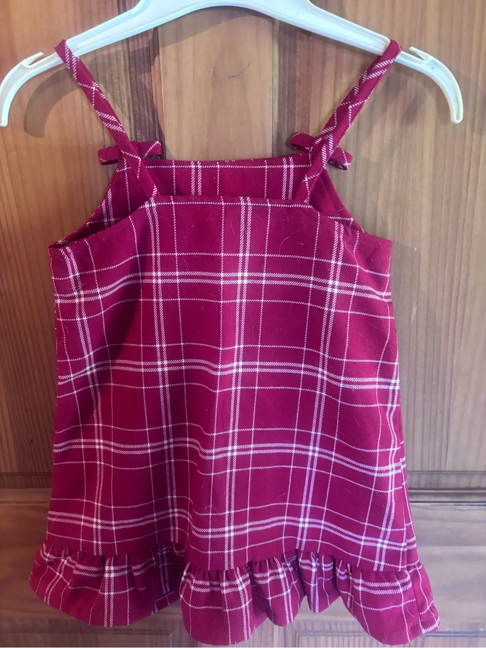 H&M Girls Red Plaid Ruffle Hem Tank Top - Brand Unspecified